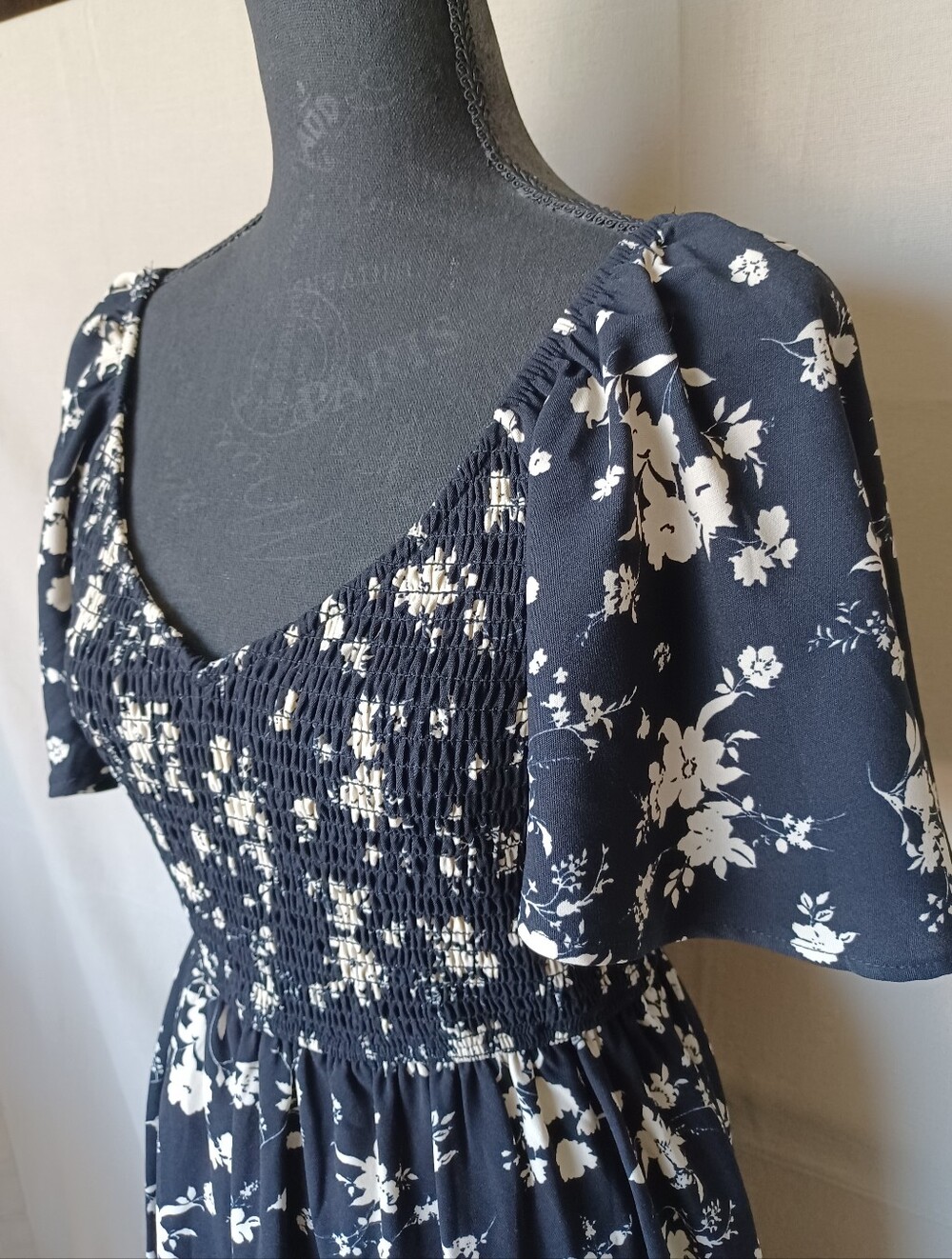 August Sky Floral Smocked Midi Dress
